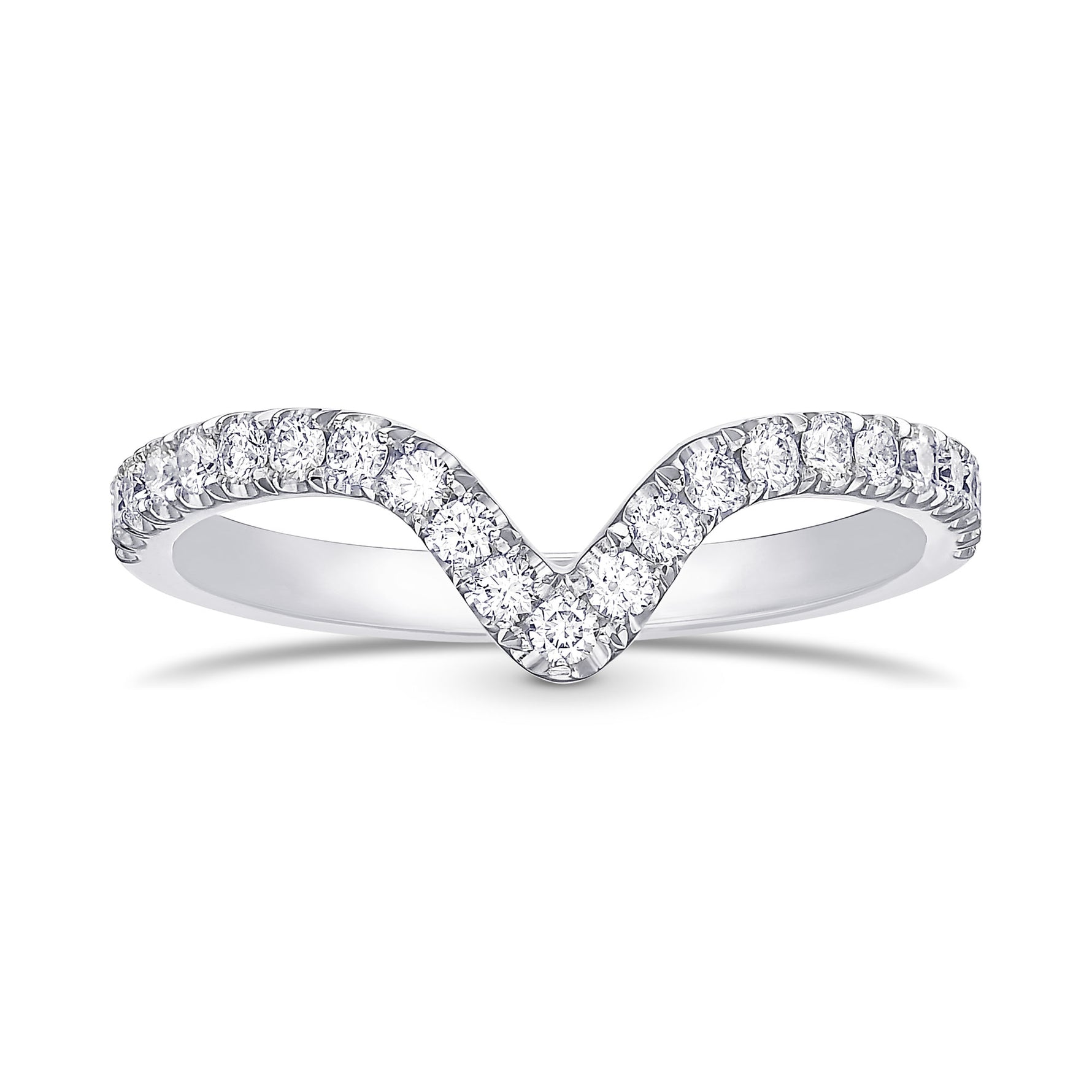 Contoured Platinum Diamond Wedding Band