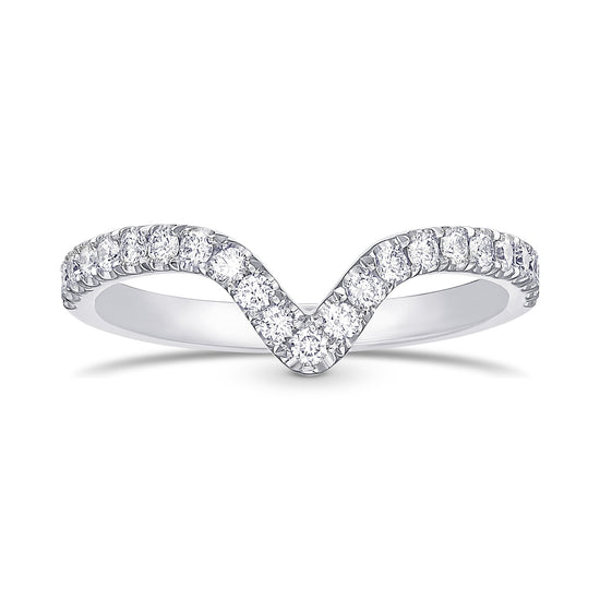 Contoured Platinum Diamond Wedding Band