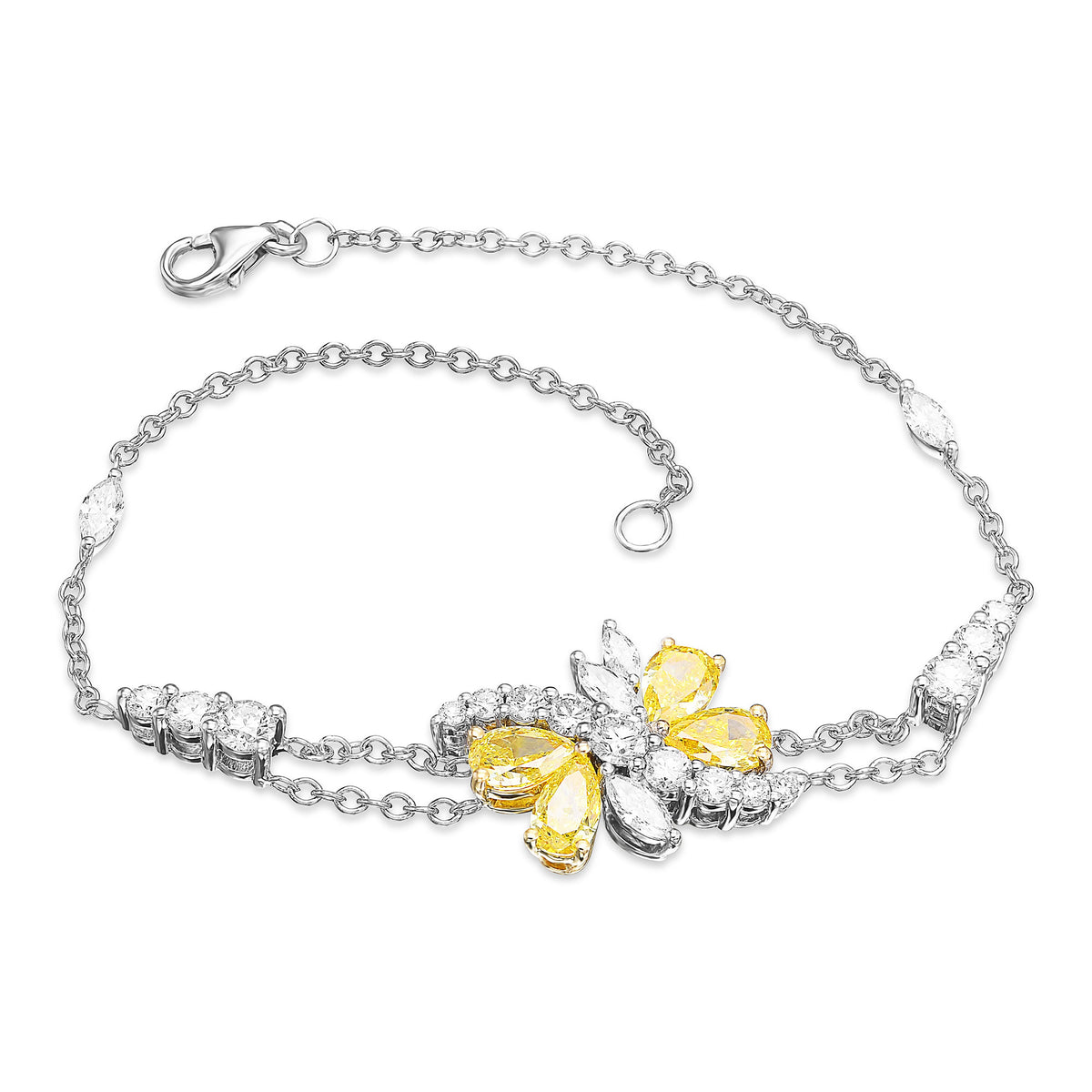 Fancy Vivid Yellow Pear Diamond Couture Bracelet