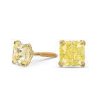 Fancy Yellow Cushion Diamond Stud Earrings