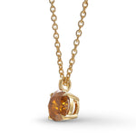 Fancy Deep Brownish Orange Round Diamond Solitaire Pendant