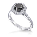 Natural Fancy Black Round Diamond Halo Ring