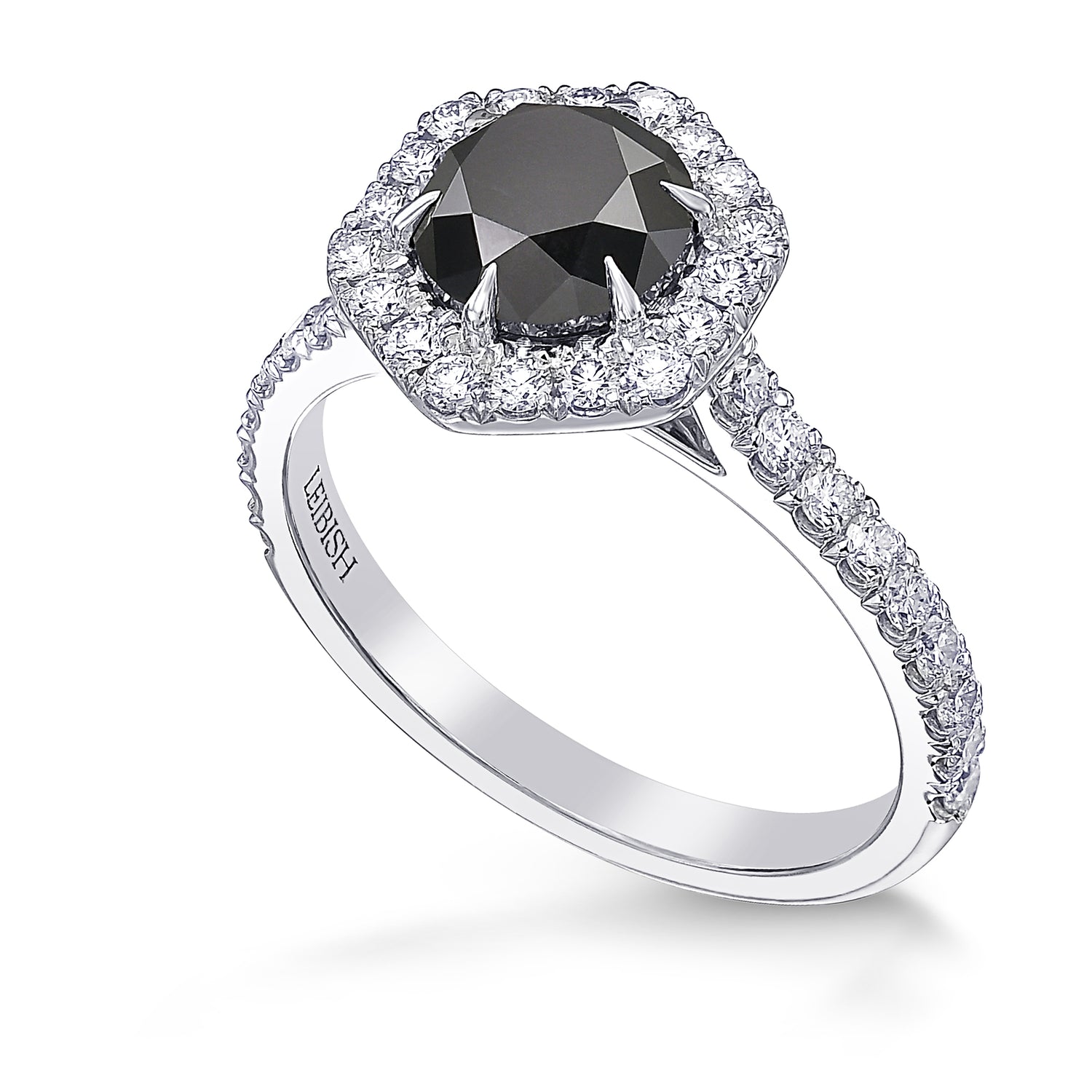 Natural Fancy Black Round Diamond Halo Ring