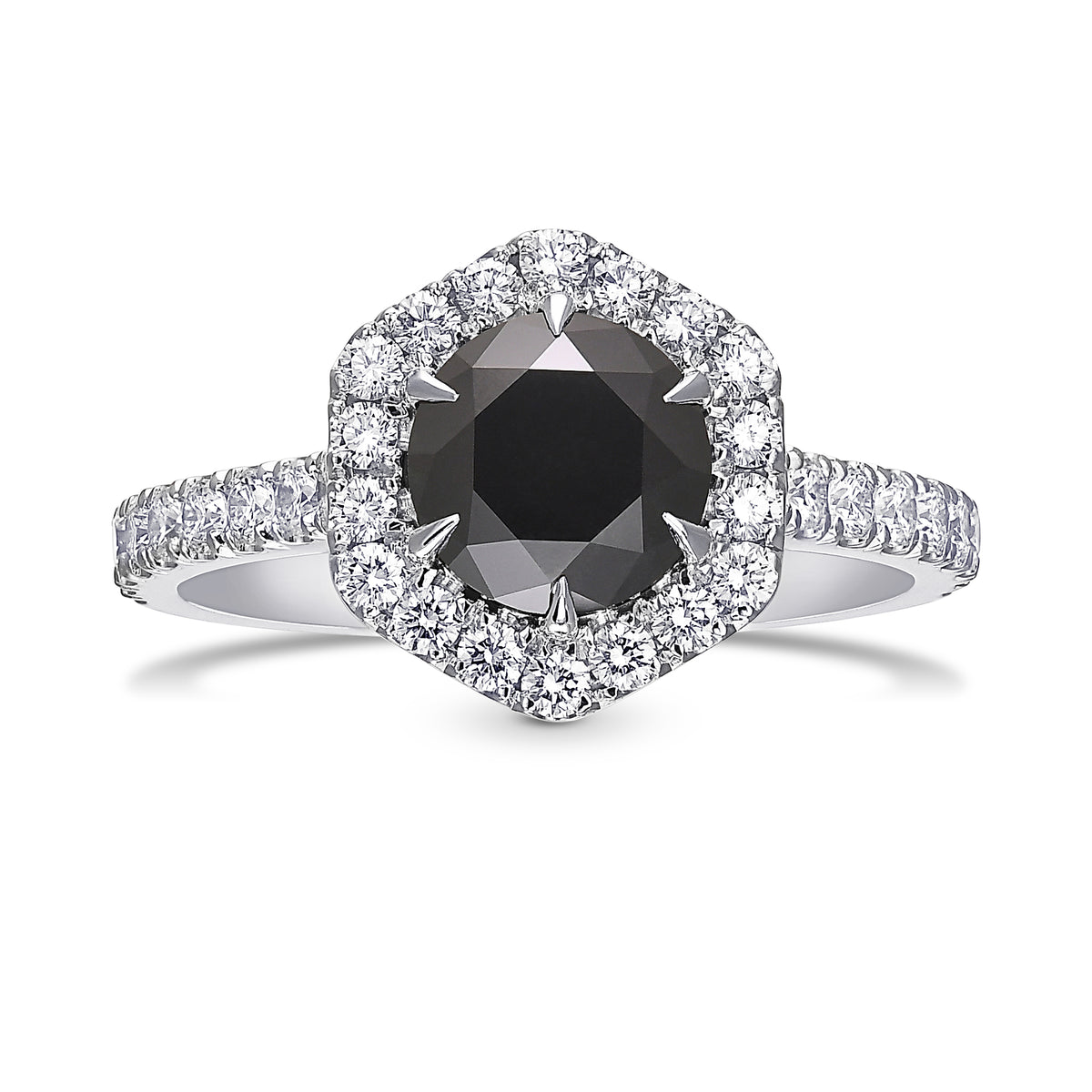 Natural Fancy Black Round Diamond Halo Ring