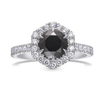 Natural Fancy Black Round Diamond Halo Ring