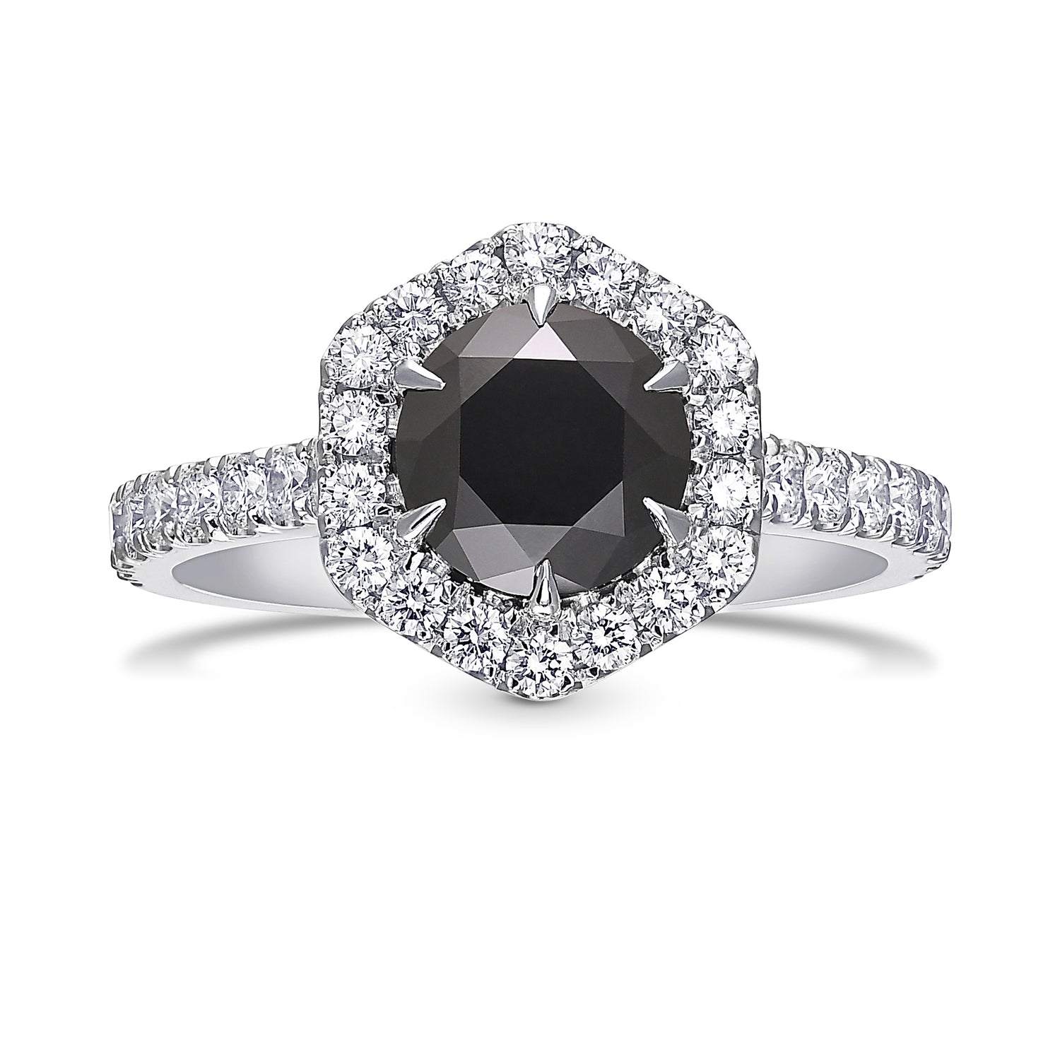 Natural Fancy Black Round Diamond Halo Ring