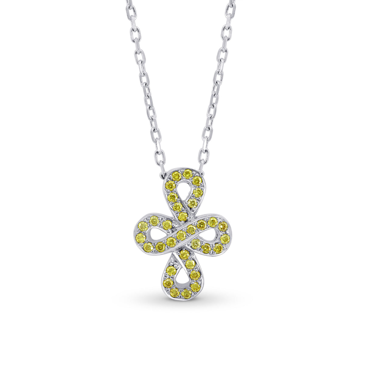 Fancy Vivid Yellow Cross-over Figure of Eight Pave Diamond Pendant