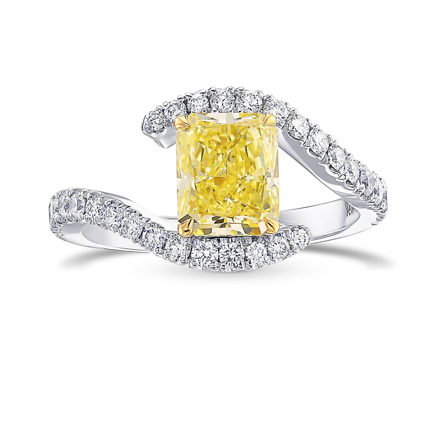 Fancy Yellow Radiant Diamond Side Stone Ring