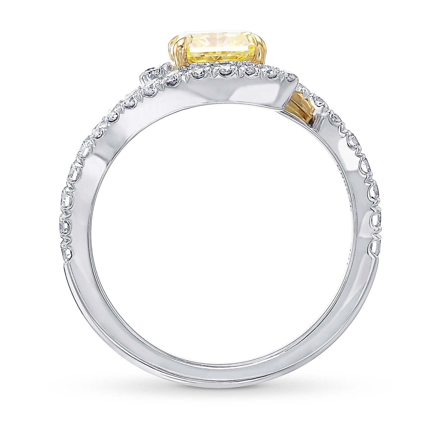 Fancy Yellow Radiant Diamond Side Stone Ring