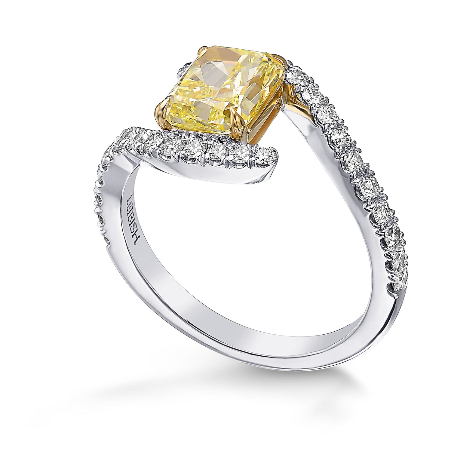 Fancy Yellow Radiant Diamond Side Stone Ring
