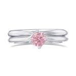  Argyle Fancy Intense Pink Round Diamond Solitaire Wedding Ring Set