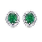 Extraordinary Oval Emerald and Diamond Halo Earrings