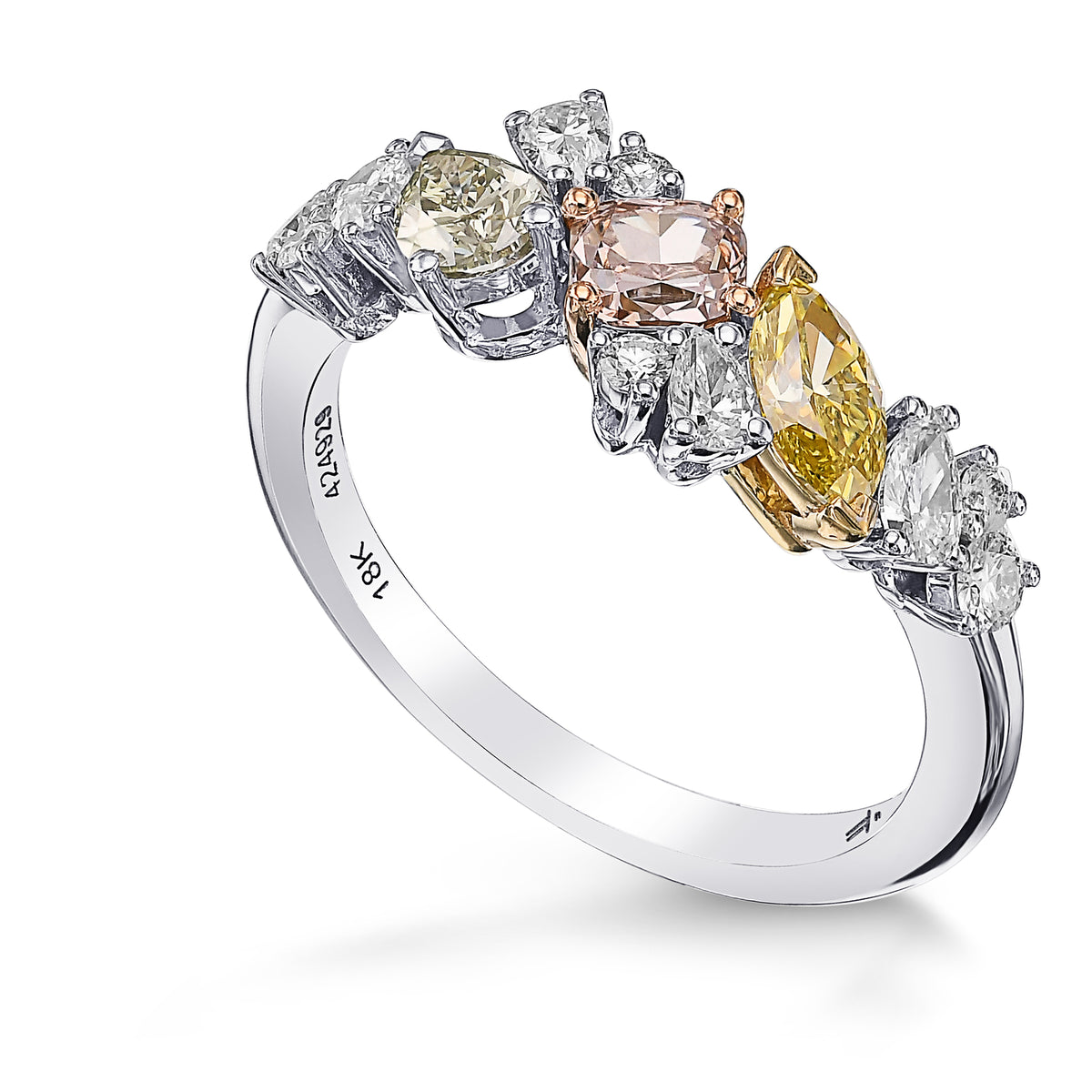 Extraordinary Multicolor and Mix Shape Diamond Band