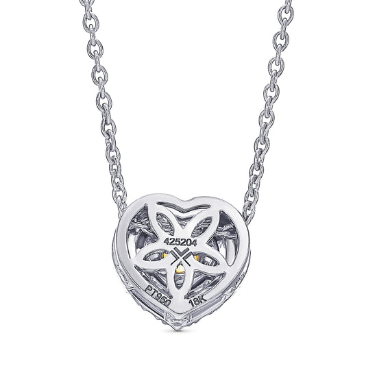 Fancy Yellow Heart Diamond Halo Pendant