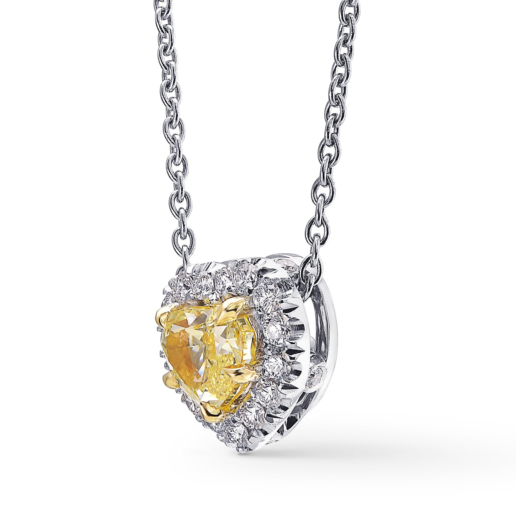 Fancy Yellow Heart Diamond Halo Pendant