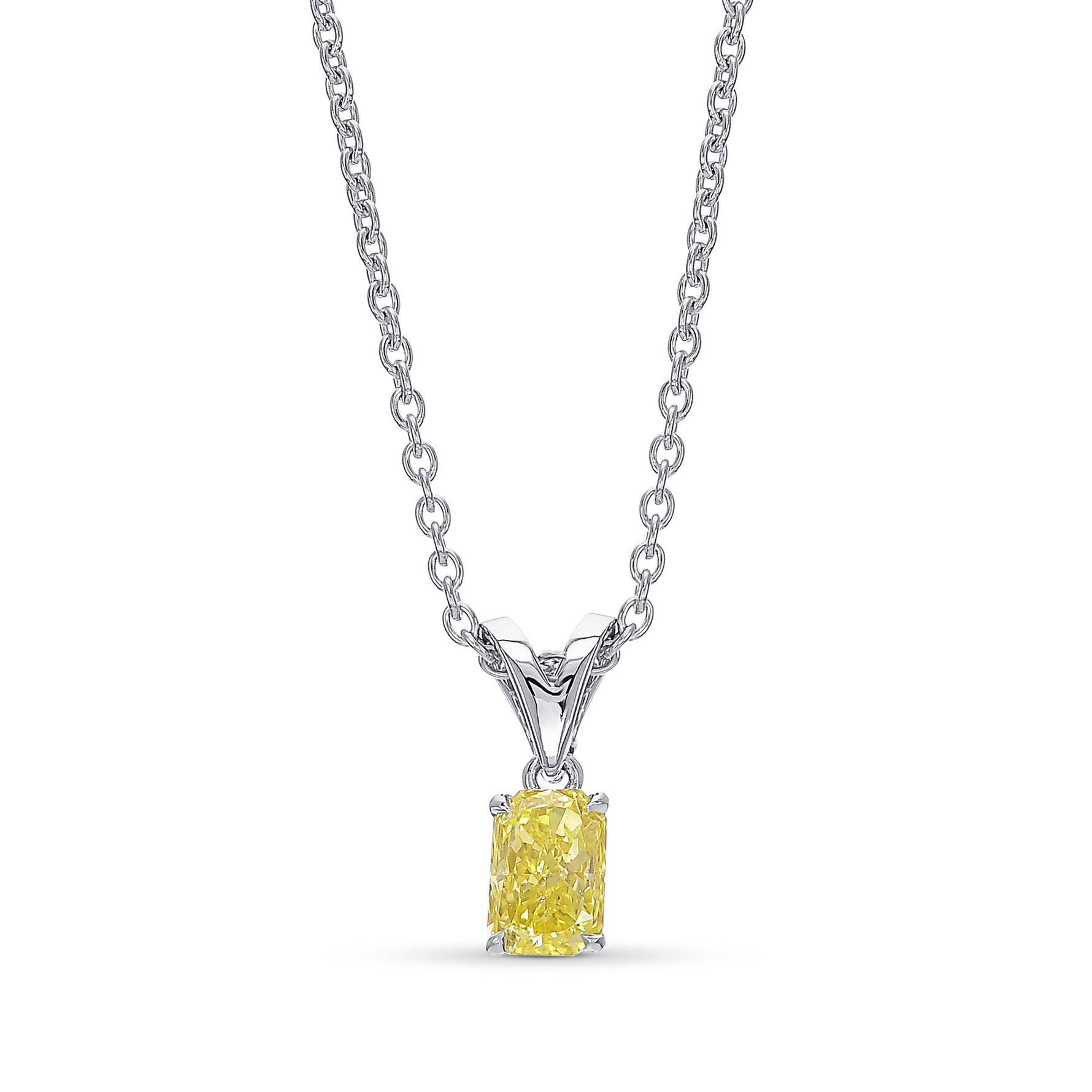Fancy Intense Yellow Radiant Diamond Solitaire Pendant