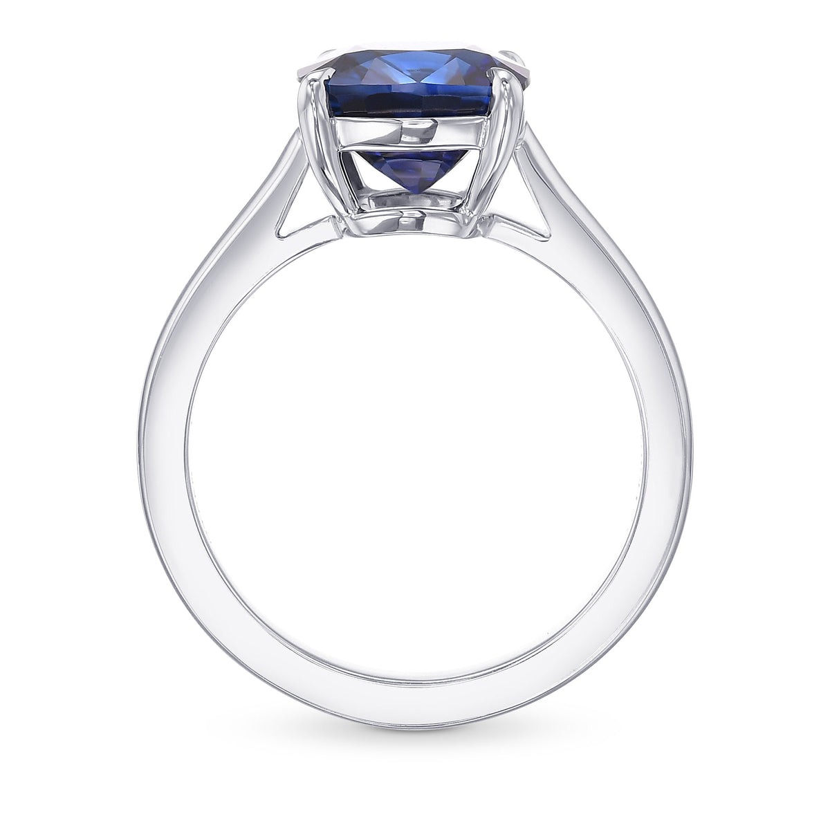 Royal Blue Cushion Sapphire Solitaire Ring