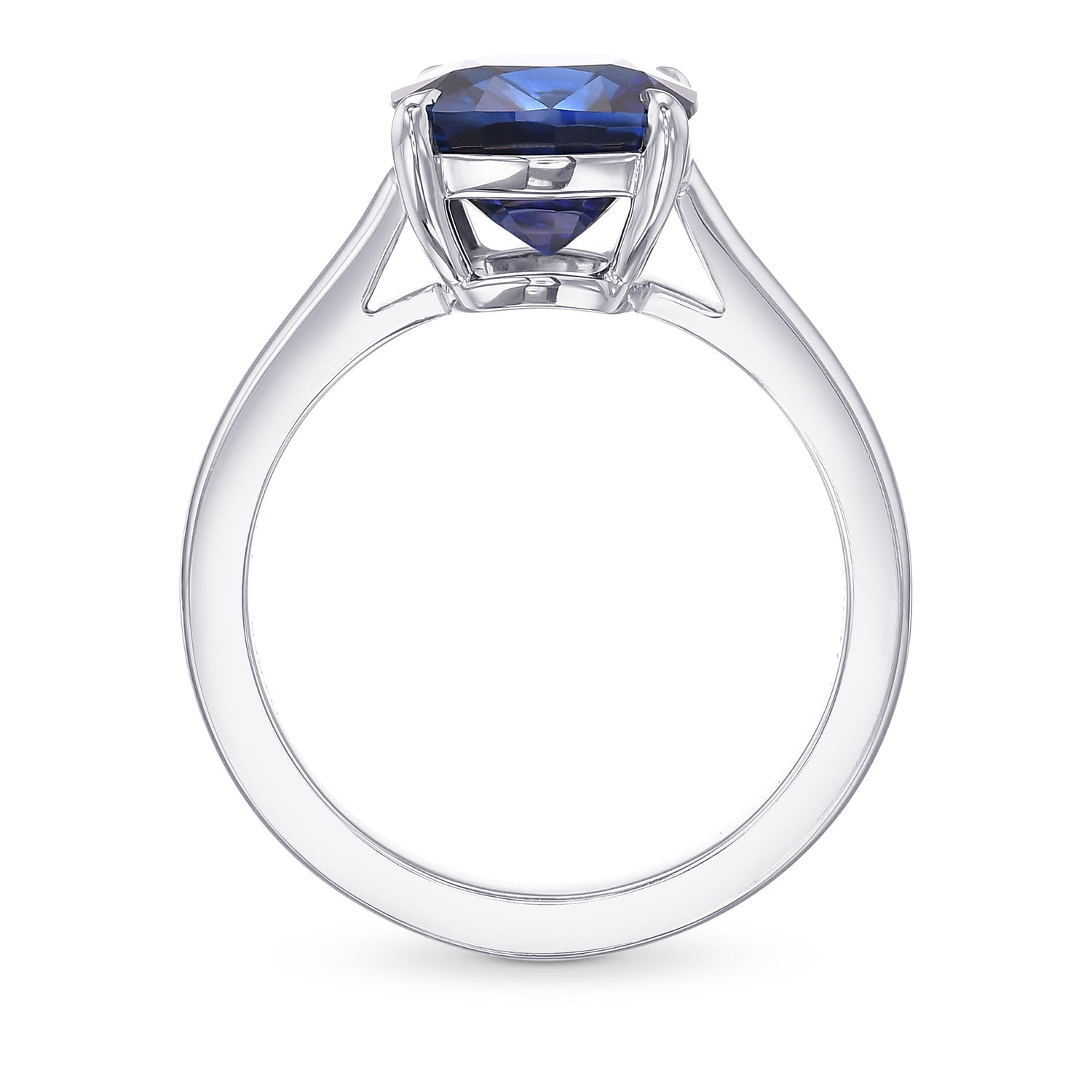 Royal Blue Cushion Sapphire Solitaire Ring
