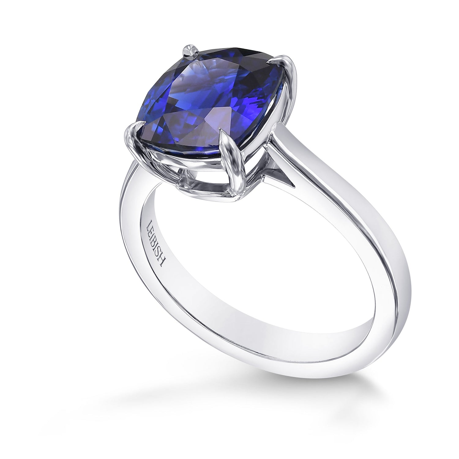 Royal Blue Cushion Sapphire Solitaire Ring