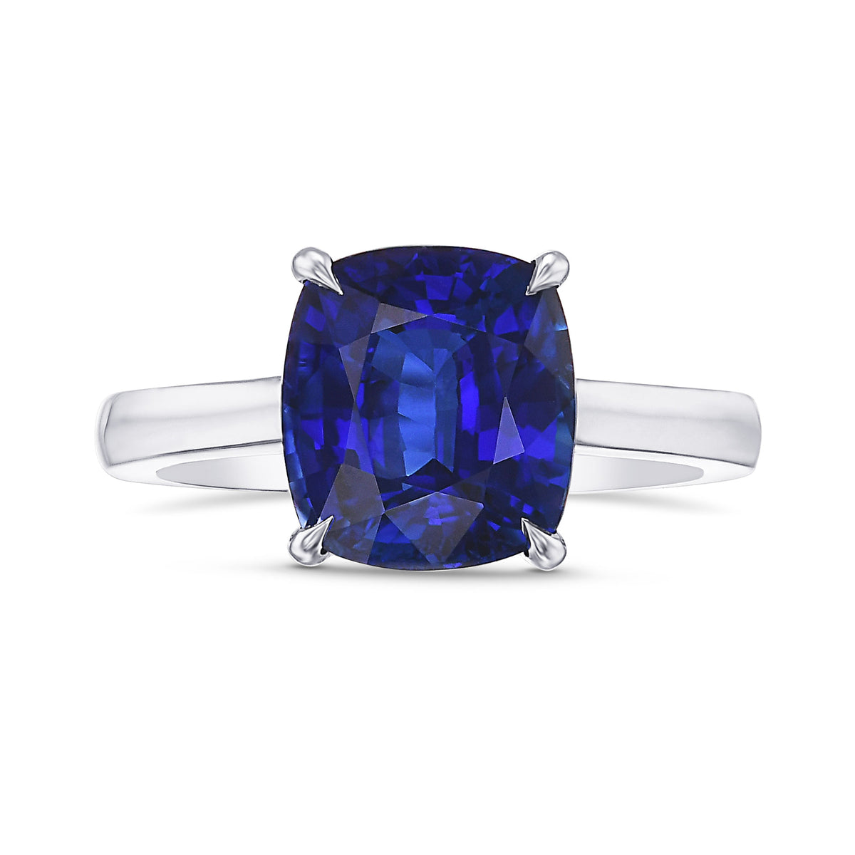 Royal Blue Cushion Sapphire Solitaire Ring