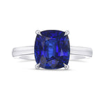 Royal Blue Cushion Sapphire Solitaire Ring
