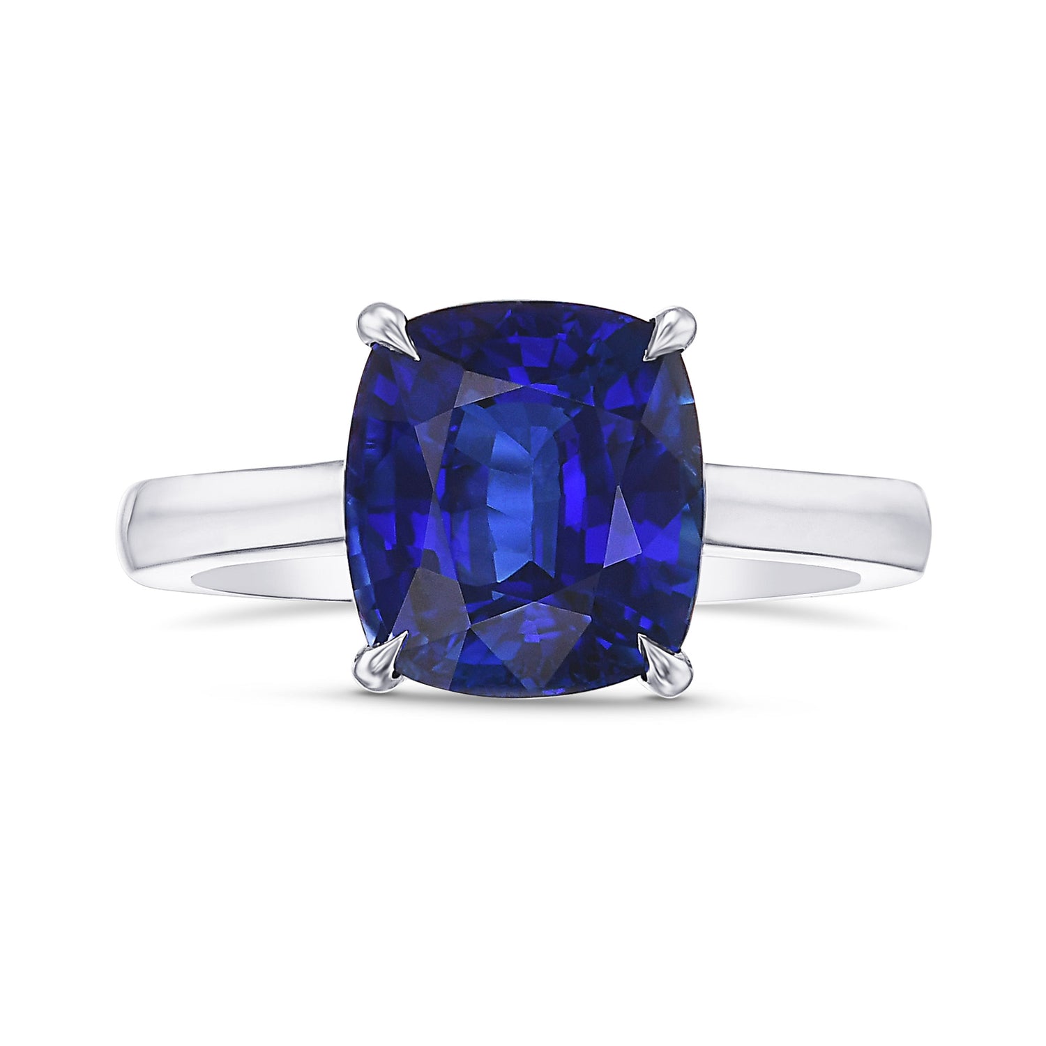 Royal Blue Cushion Sapphire Solitaire Ring