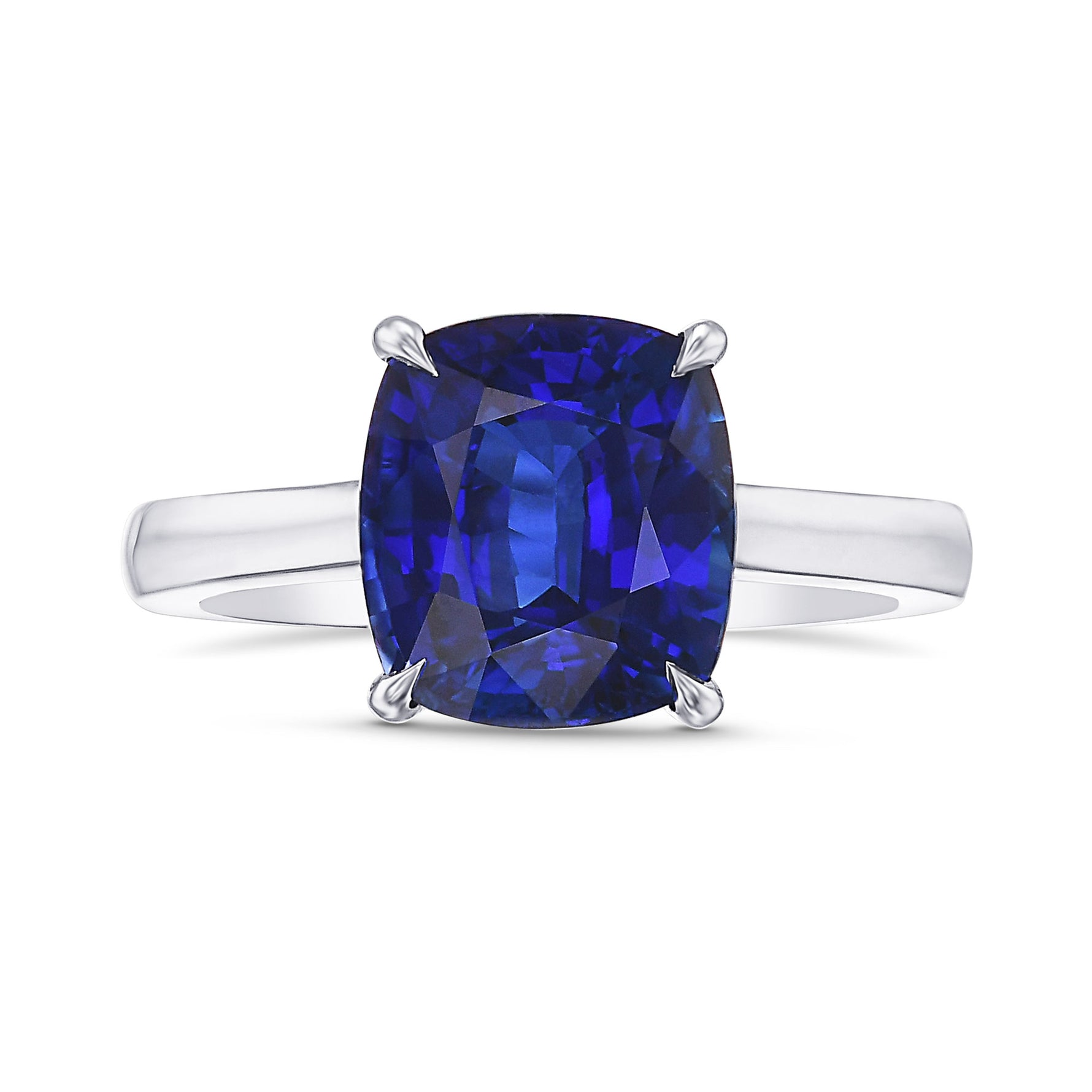 Royal Blue Cushion Sapphire Solitaire Ring