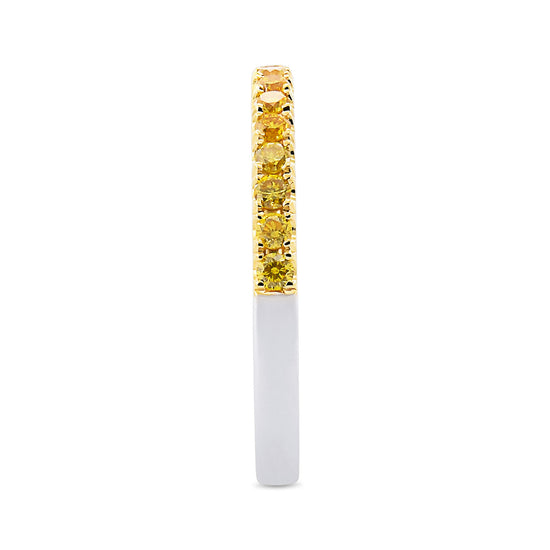 Canary Fancy Vivid Yellow Diamond Half Eternity Wedding Band 