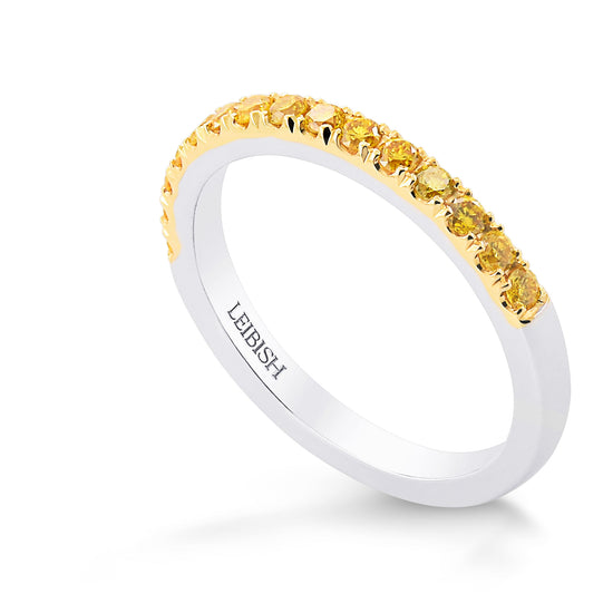 Canary Fancy Vivid Yellow Diamond Half Eternity Wedding Band 