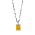 Fancy Vivid Orangy Yellow Radiant Diamond Solitaire Pendant
