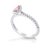 Fancy Vivid Purplish Pink Pear Diamond Halo Ring