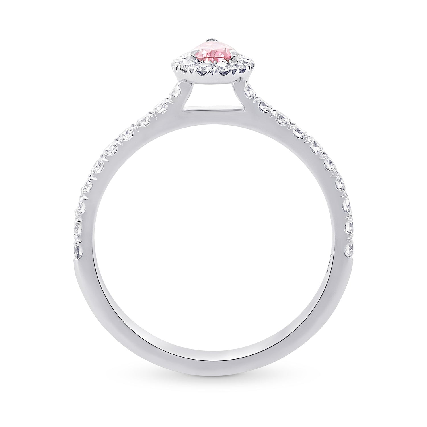 Fancy Vivid Purplish Pink Pear Diamond Halo Ring