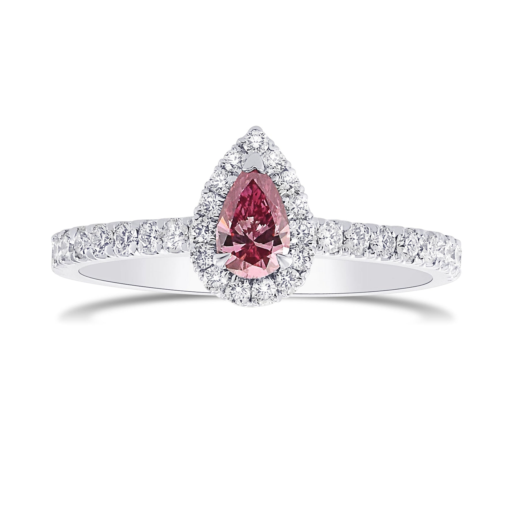 Fancy Vivid Purplish Pink Pear Diamond Halo Ring