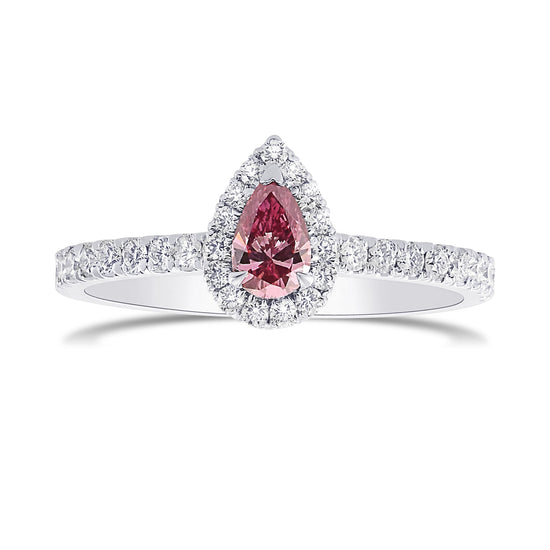 Fancy Vivid Purplish Pink Pear Diamond Halo Ring