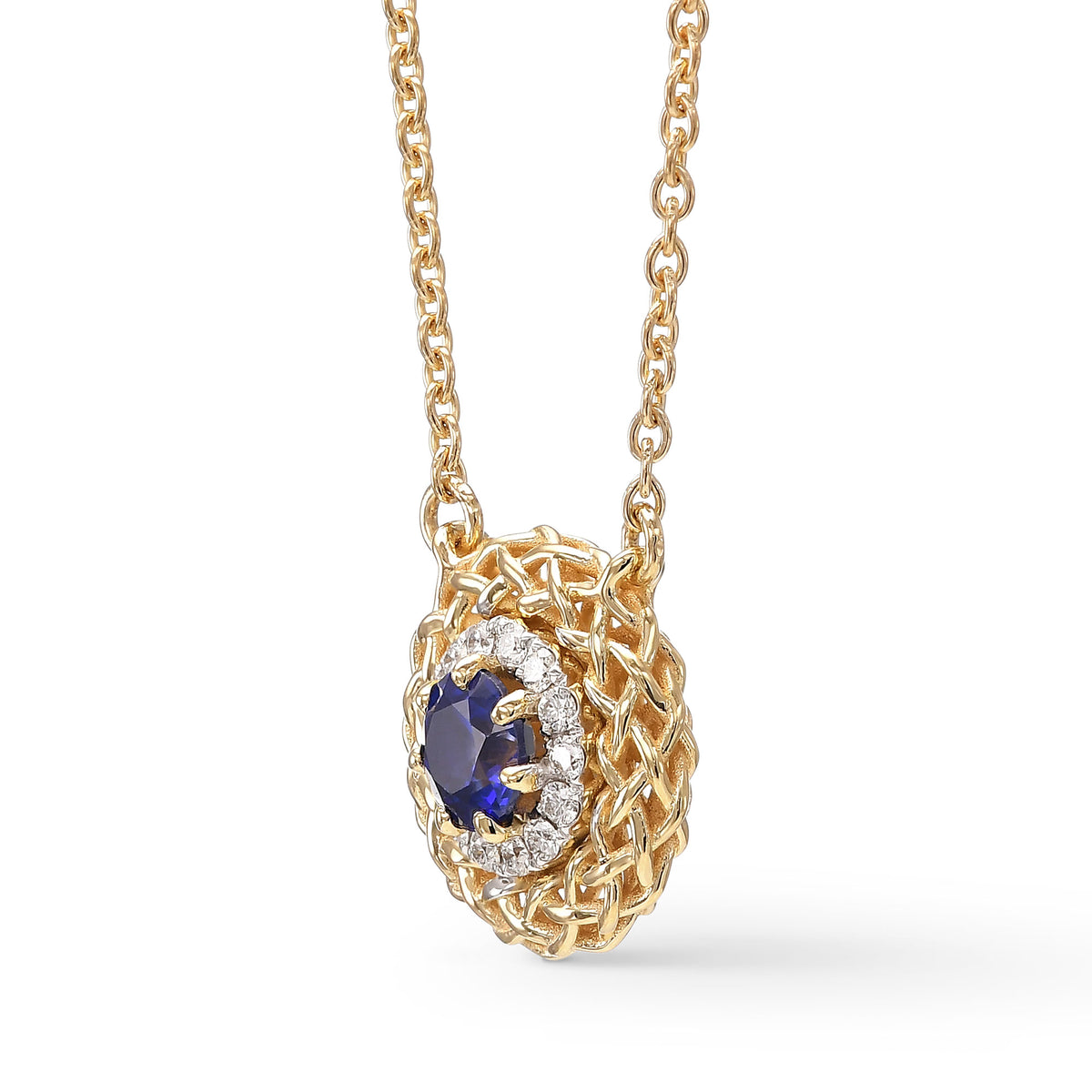 Sapphire & Diamond Basket Pendant 