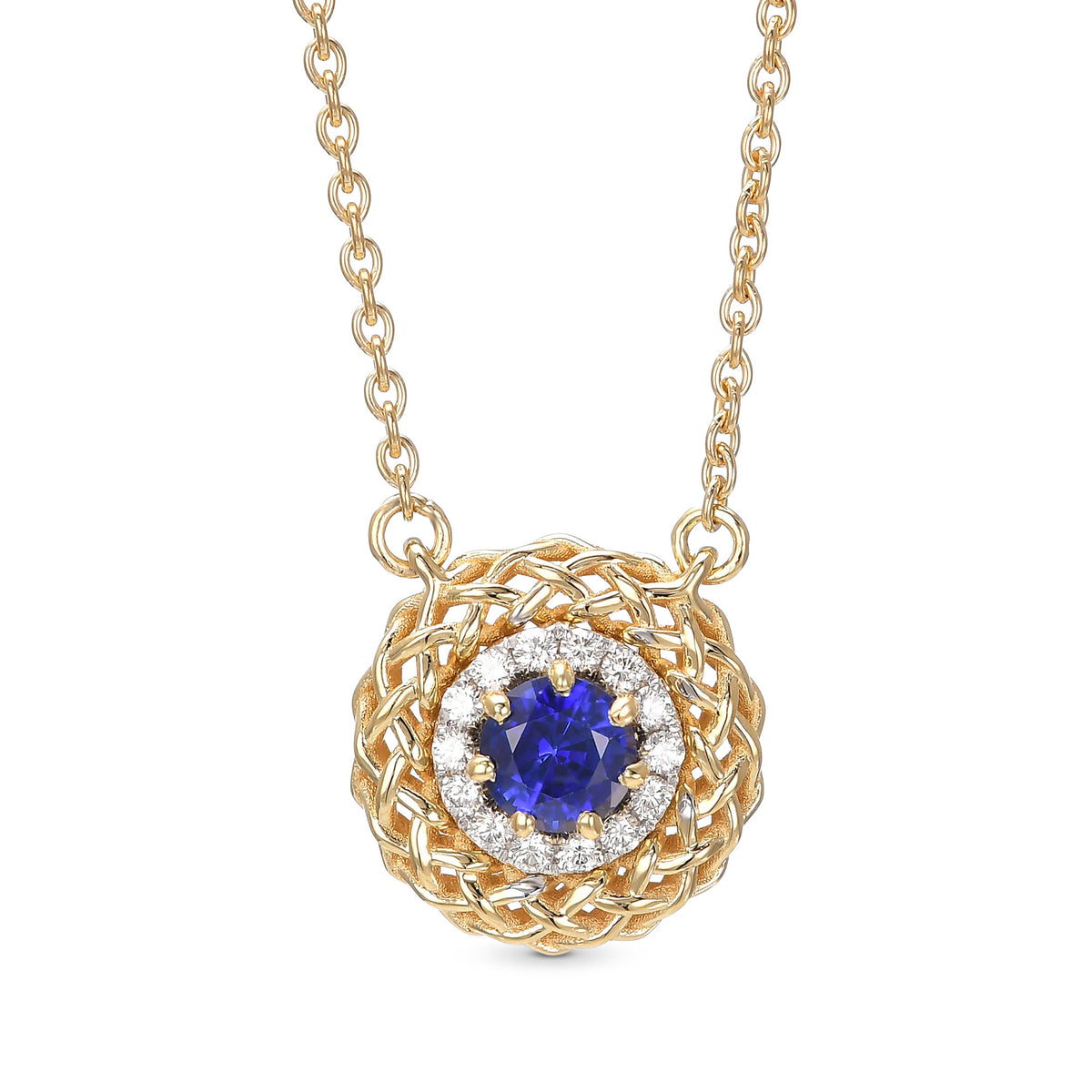 Sapphire & Diamond Basket Pendant 