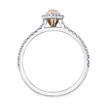 Fancy Orangy Pink Pear Diamond Halo Ring