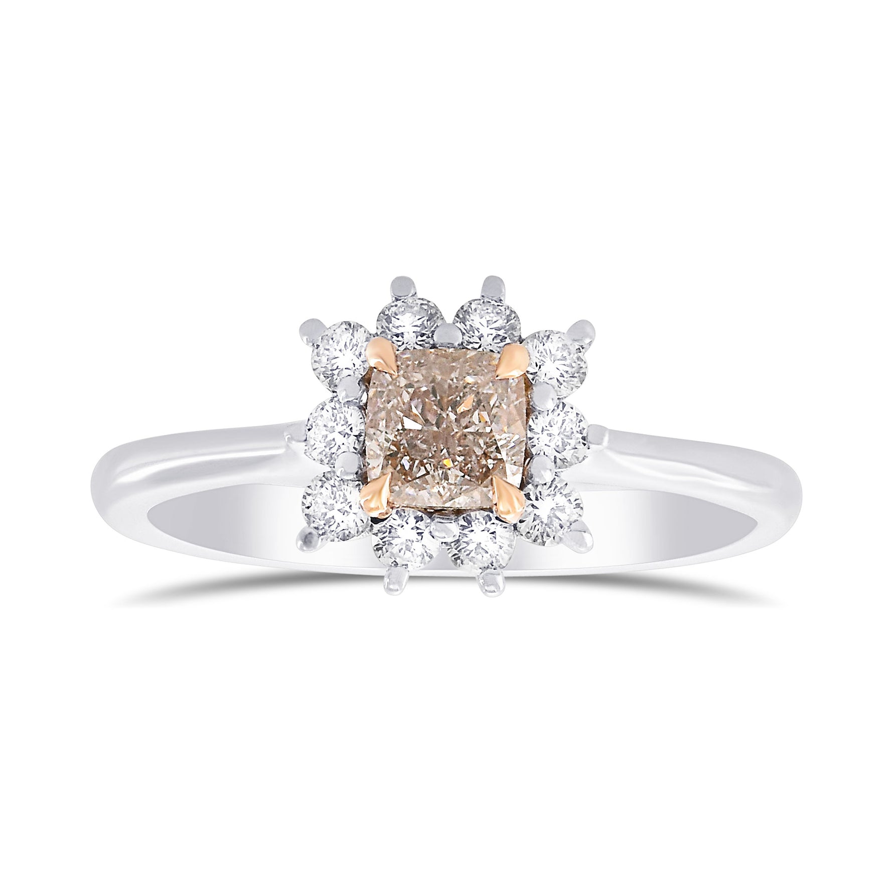Fancy Light Purplish Pink Cushion Diamond Halo Ring