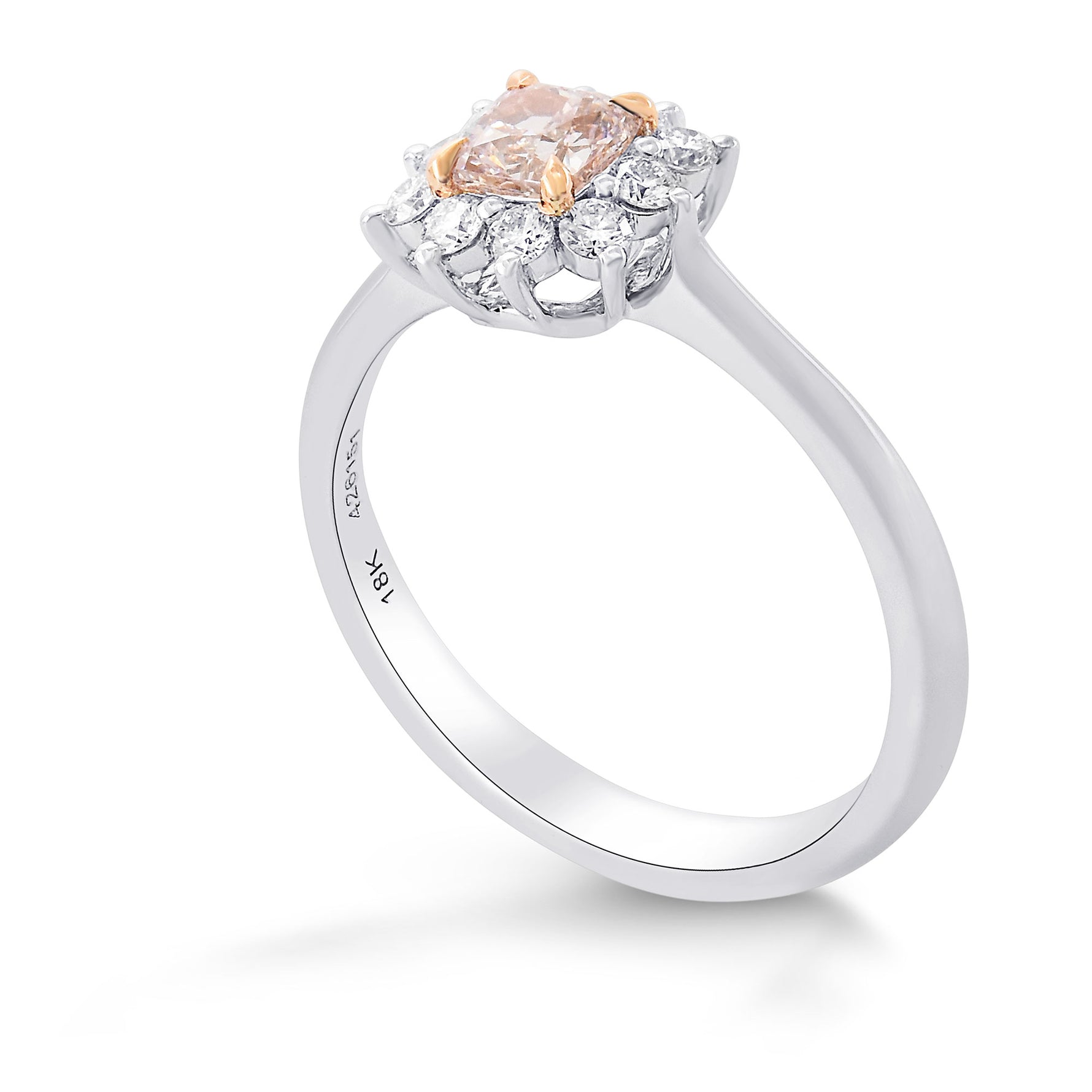Fancy Light Purplish Pink Cushion Diamond Halo Ring