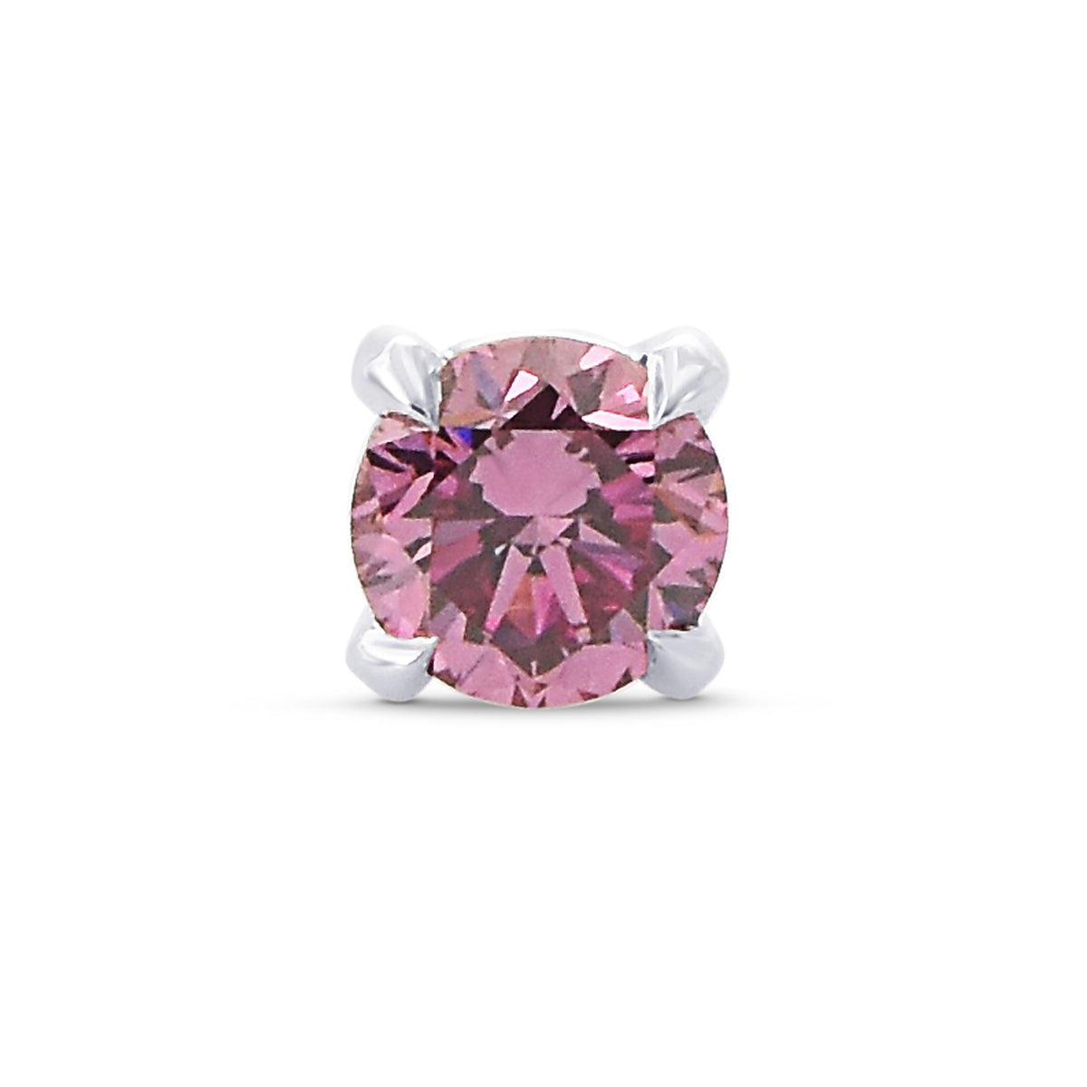Fancy Vivid Pink Round Argyle Diamond Stud Earring