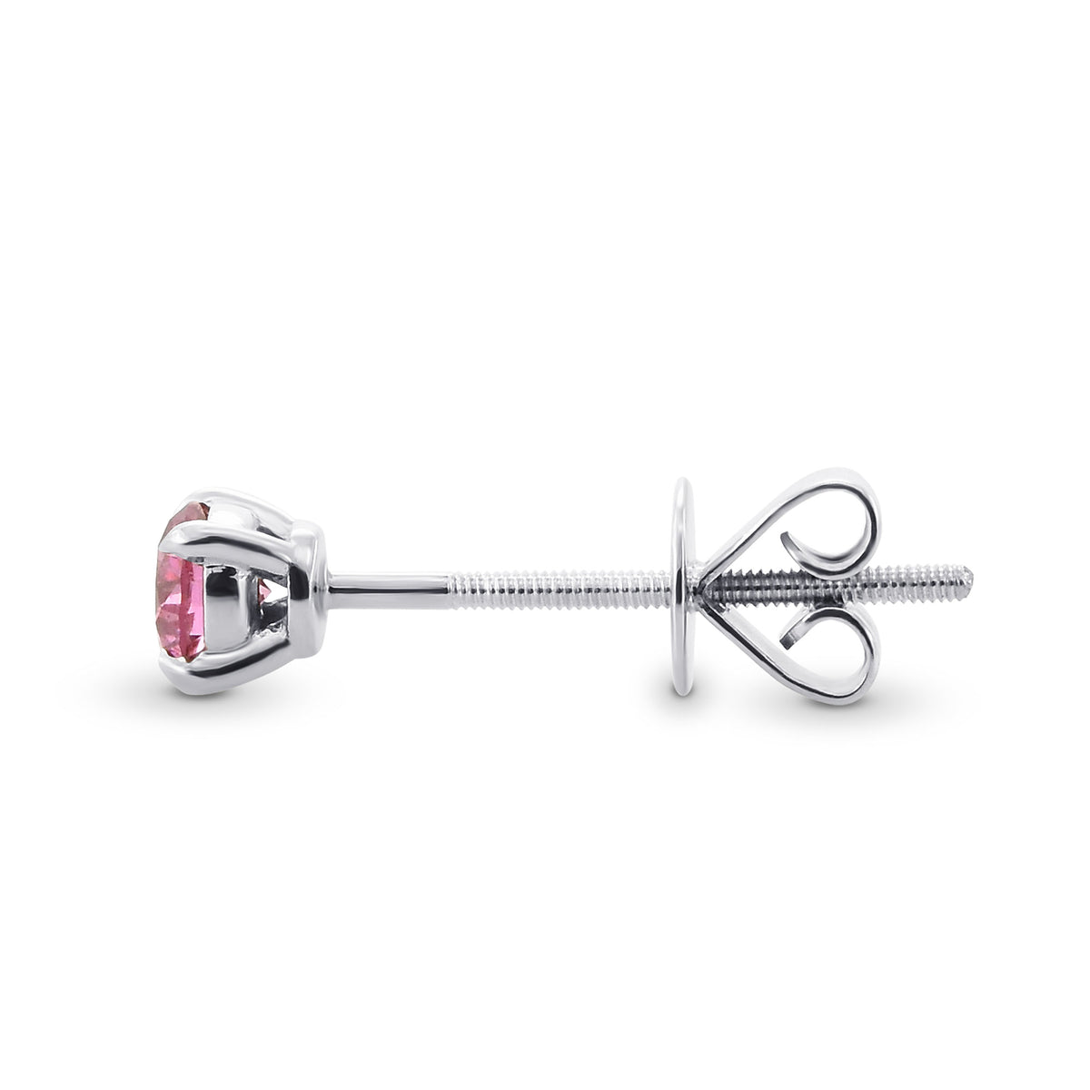 Fancy Vivid Pink Round Argyle Diamond Stud Earring
