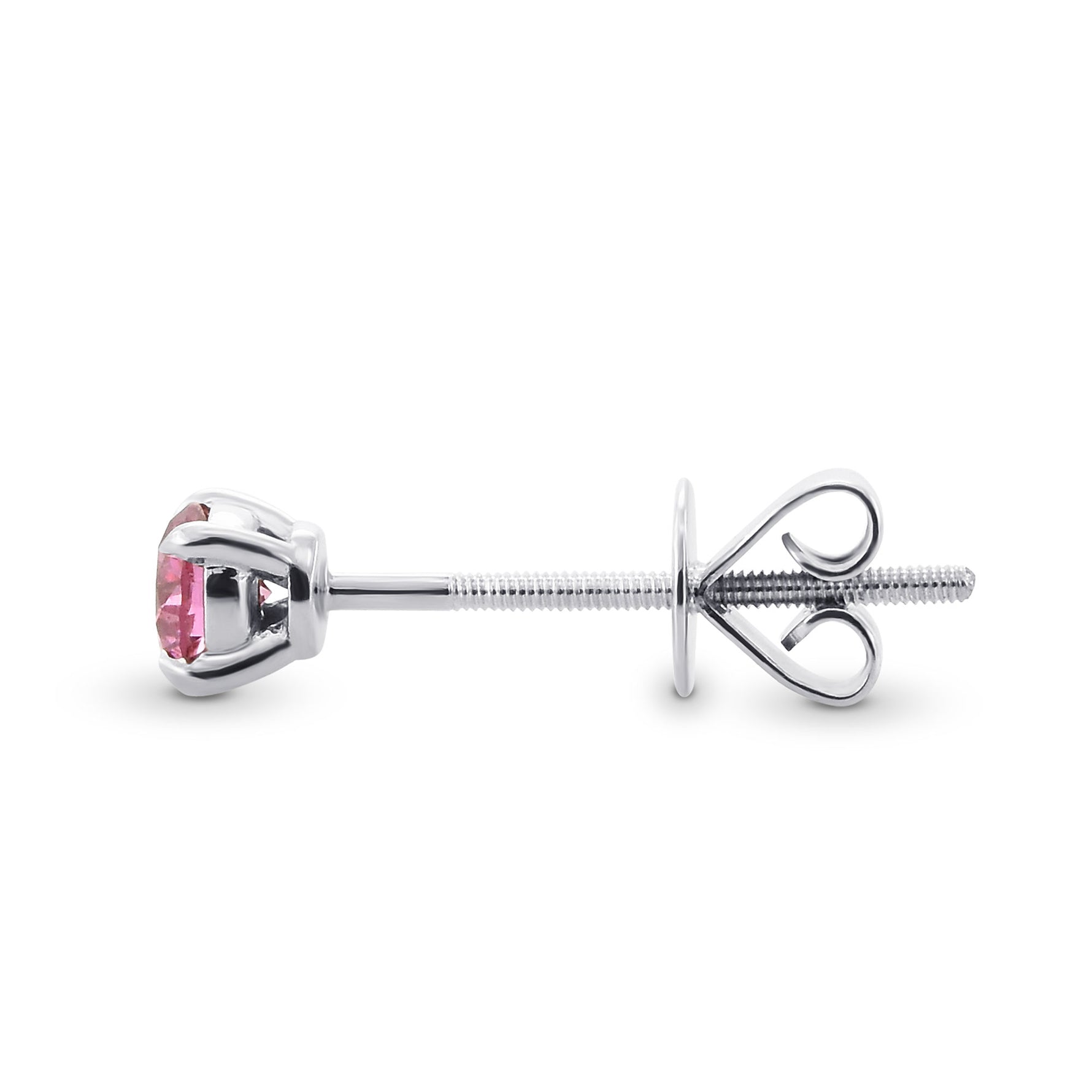Fancy Vivid Pink Round Argyle Diamond Stud Earring