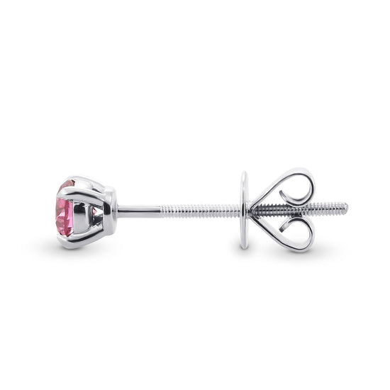 Fancy Vivid Pink Round Argyle Diamond Stud Earring