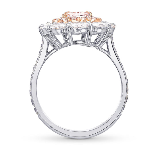 Fancy Light Orangy Pink Cushion Diamond Dress Ring