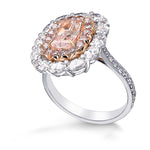 Fancy Light Orangy Pink Cushion Diamond Dress Ring