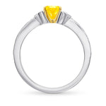 Fancy Vivid Yellow Pear Diamond Side Stone Ring 