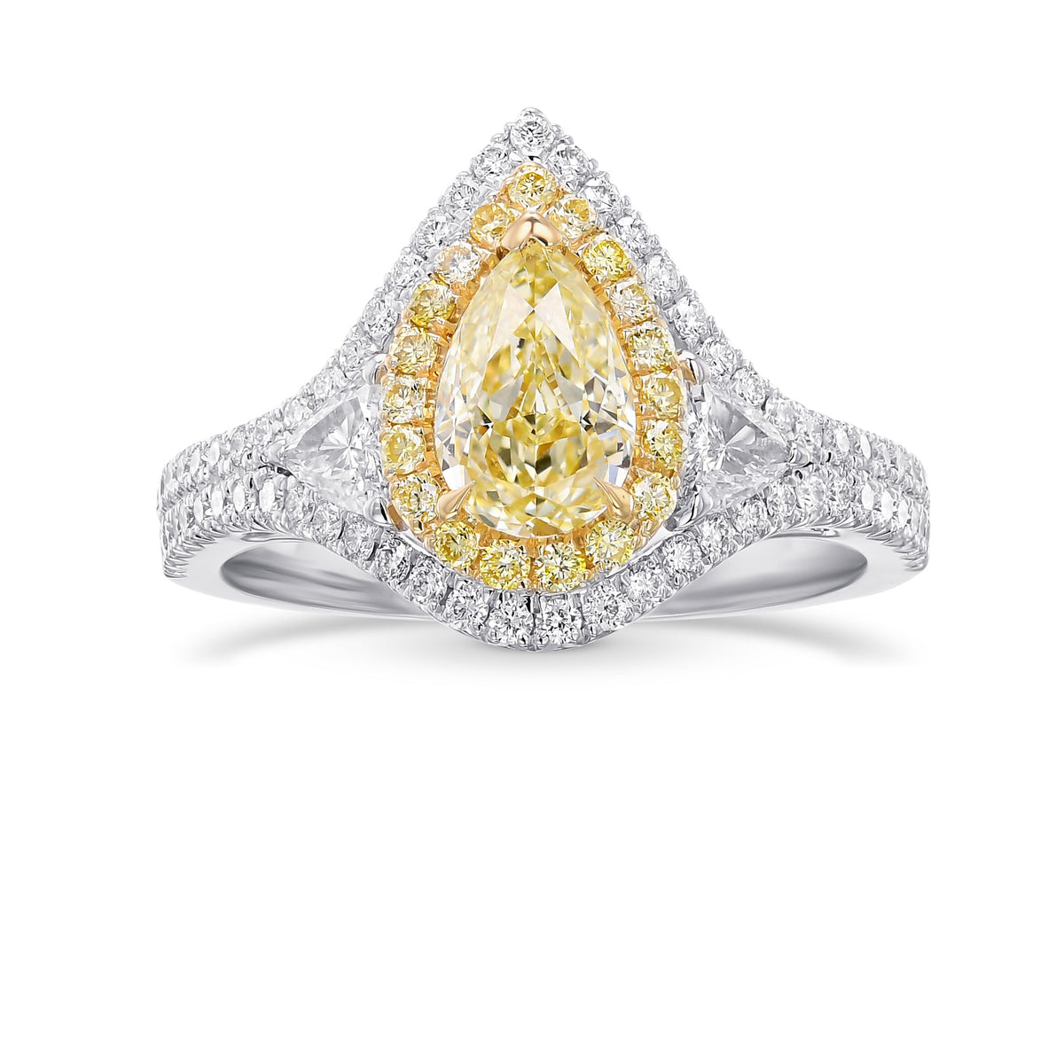 Fancy Light Yellow Pear Diamond Halo Ring