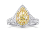 Fancy Light Yellow Pear Diamond Halo Ring