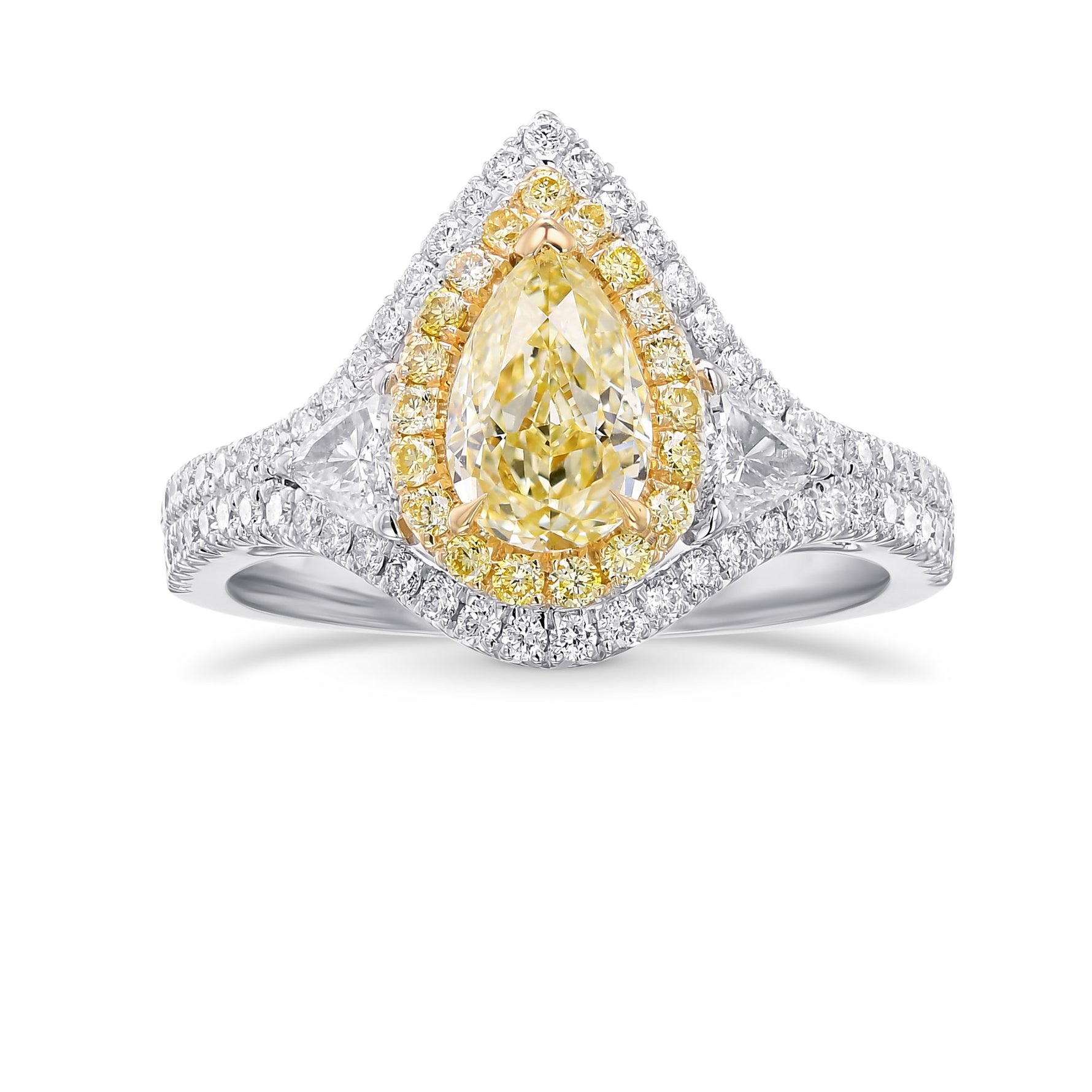 Fancy Light Yellow Pear Diamond Halo Ring