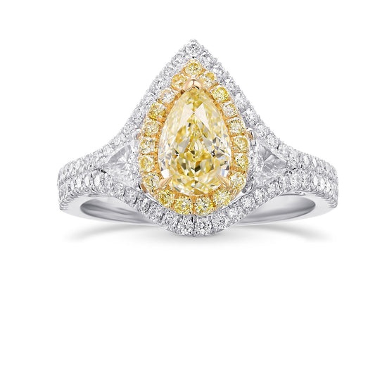 Fancy Light Yellow Pear Diamond Halo Ring